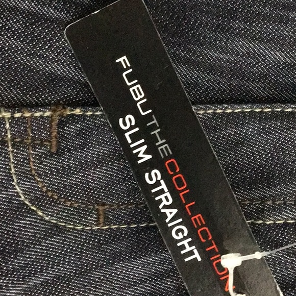 FUBU Kids Slim Straight Dark Wash Embroidered Jeans Size 10 NWT - Picture 8 of 10